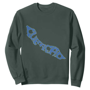 Curacao Flag Map Pride Sweatshirt Proud Curacaoan Heritage Gift TS12 Dark Forest Green Print Your Wear