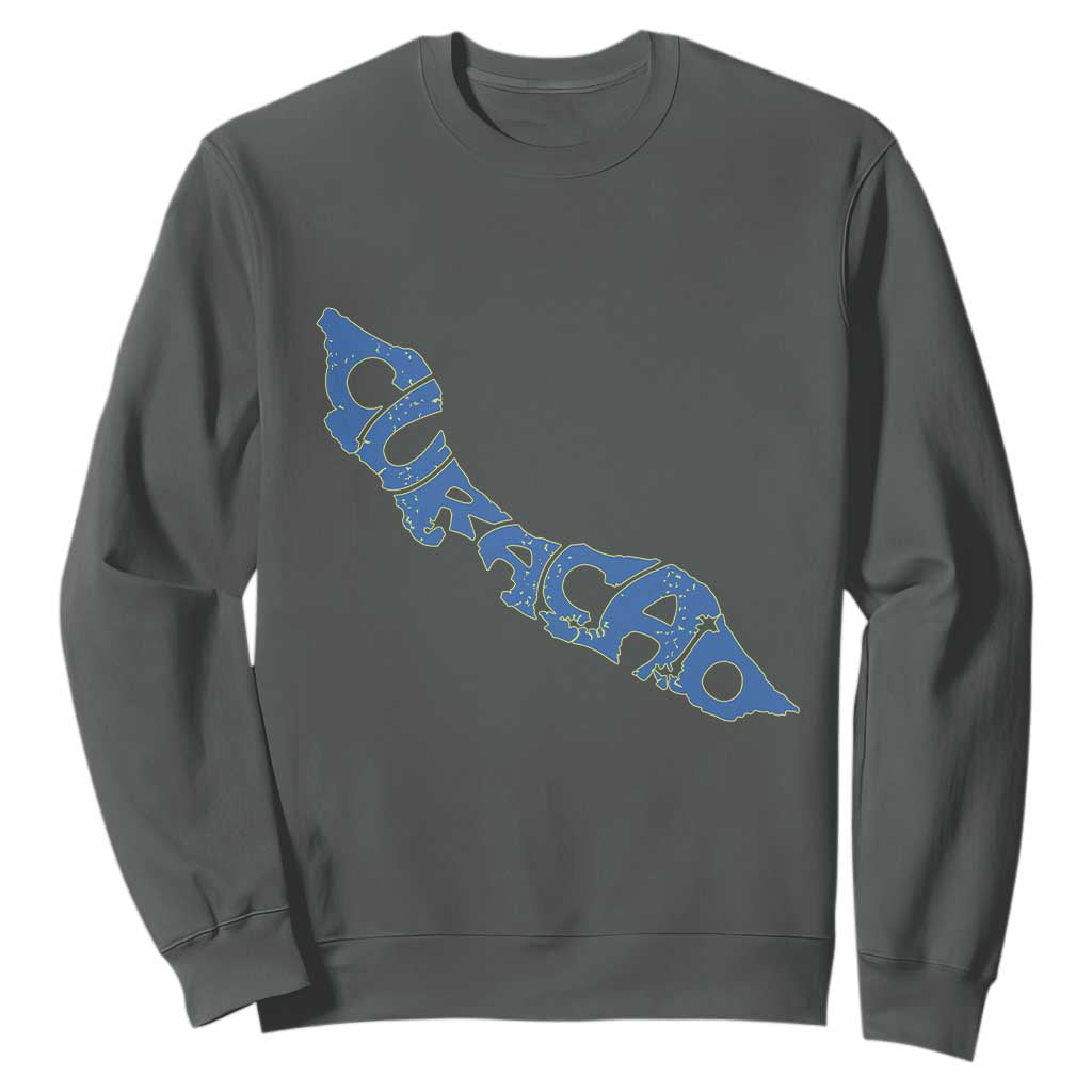 Curacao Flag Map Pride Sweatshirt Proud Curacaoan Heritage Gift TS12 Dark Heather Print Your Wear