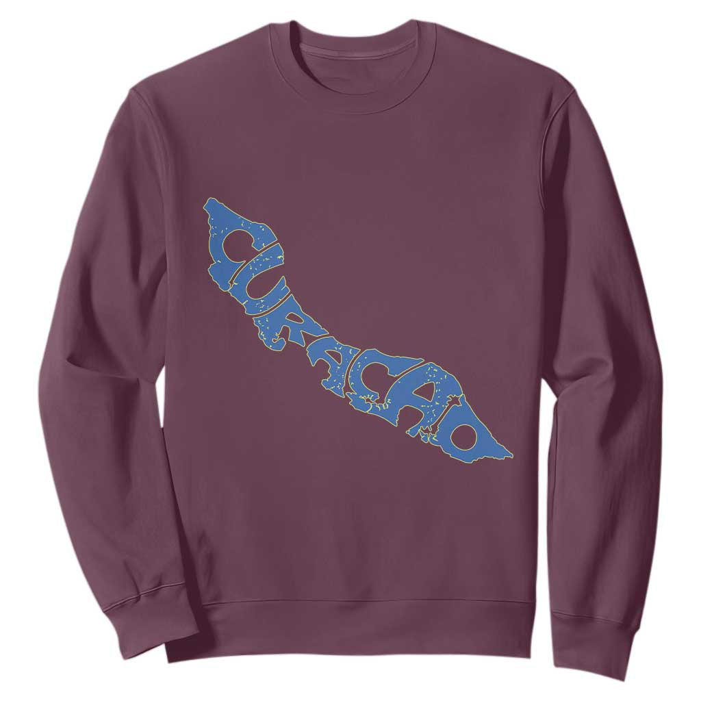 Curacao Flag Map Pride Sweatshirt Proud Curacaoan Heritage Gift TS12 Maroon Print Your Wear