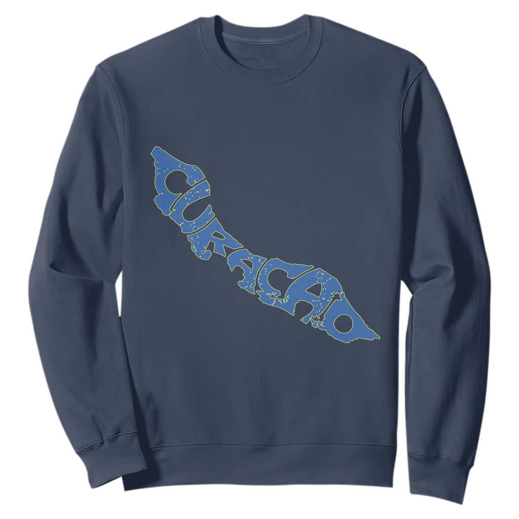 Curacao Flag Map Pride Sweatshirt Proud Curacaoan Heritage Gift TS12 Navy Print Your Wear