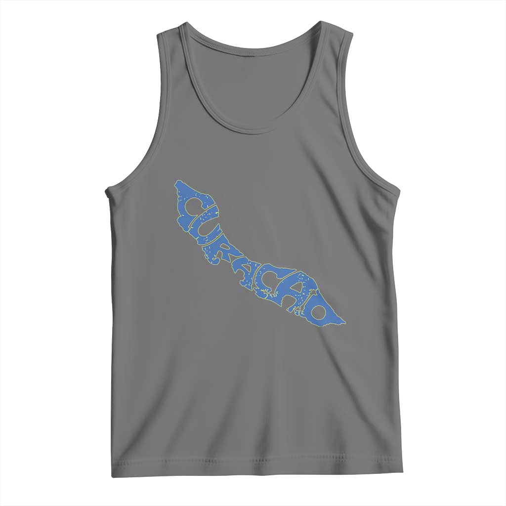 Curacao Flag Map Pride Tank Top Proud Curacaoan Heritage Gift TS12 Black Heather Print Your Wear