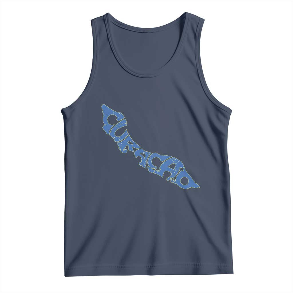 Curacao Flag Map Pride Tank Top Proud Curacaoan Heritage Gift TS12 Navy Print Your Wear