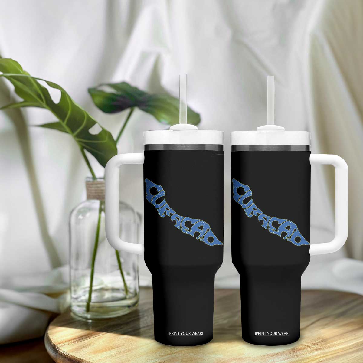 Curacao Flag Map Pride Tumbler With Handle Proud Curacaoan Heritage Gift TS12 Print Your Wear