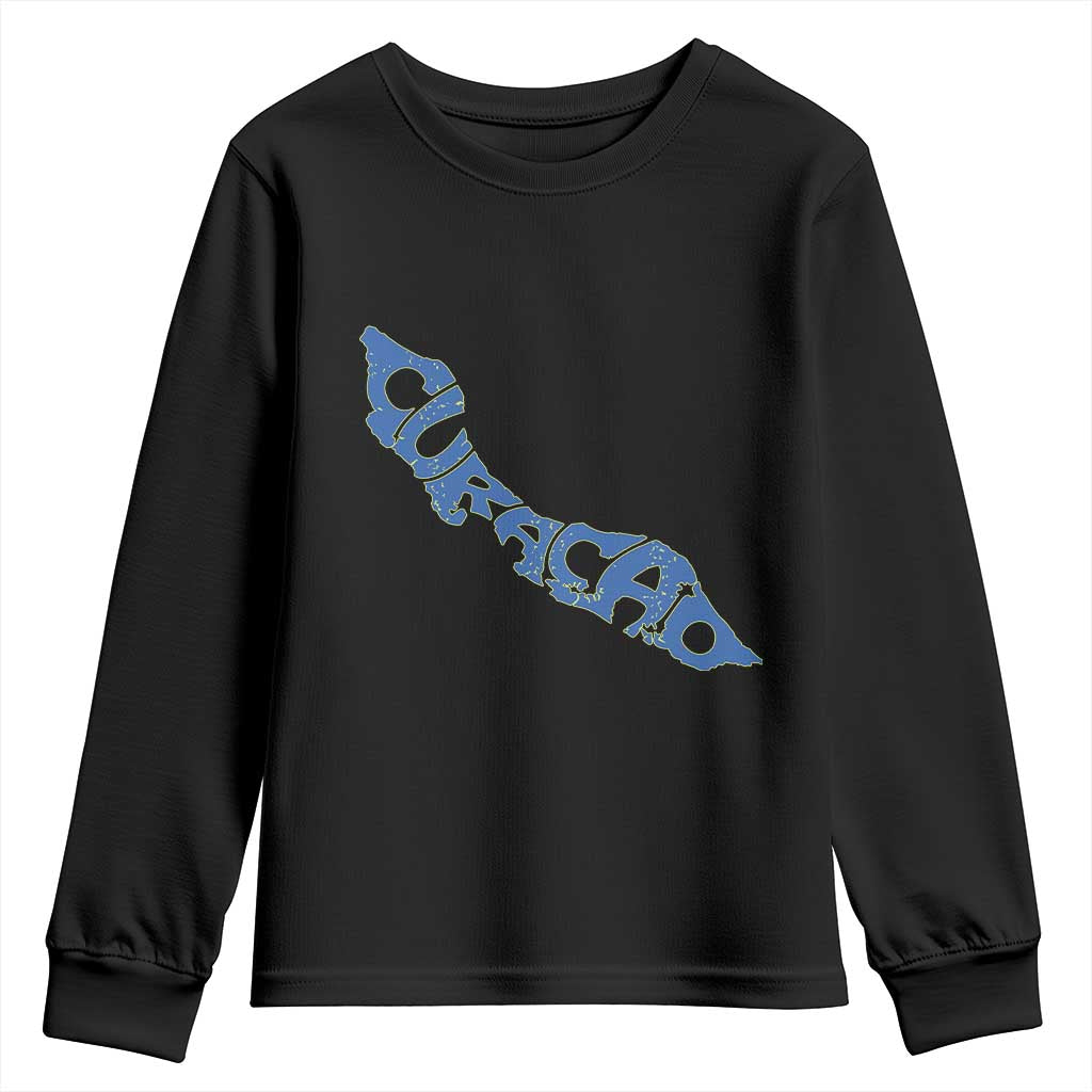 Curacao Flag Map Pride Youth Sweatshirt Proud Curacaoan Heritage Gift TS12 Black Print Your Wear