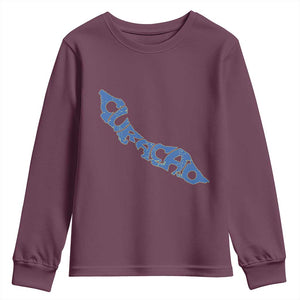 Curacao Flag Map Pride Youth Sweatshirt Proud Curacaoan Heritage Gift TS12 Maroon Print Your Wear