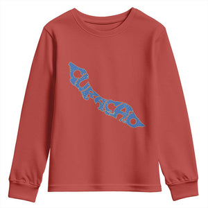 Curacao Flag Map Pride Youth Sweatshirt Proud Curacaoan Heritage Gift TS12 Red Print Your Wear