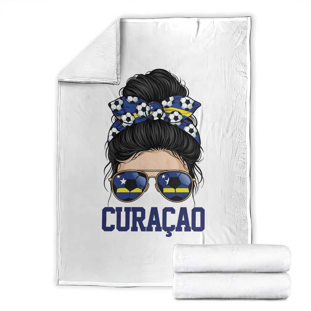 Curacao Soccer Messy Bun Girl Throw Blanket Proud Curacaoan Heritage Gift TS12 White Print Your Wear