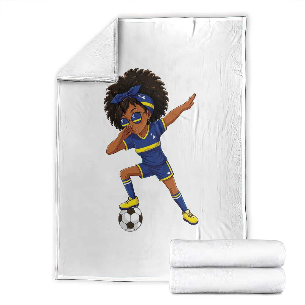 Funny Curacao Soccer Girl Throw Blanket Dabbing Football Fan Gift TS12 White Print Your Wear