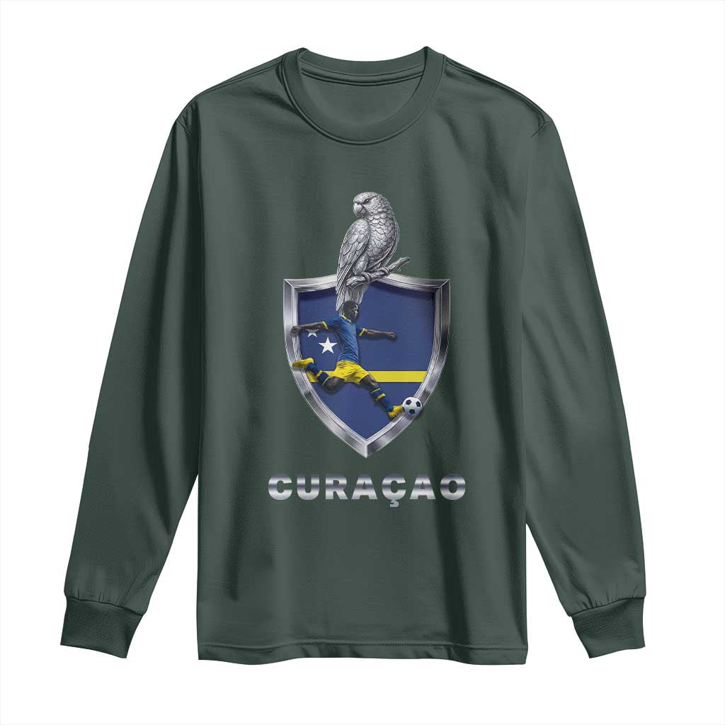 Supporting Curacao Soccer 2026 Long Sleeve Shirt Caribbean Team Pride Gift TS12 Dark Forest Green Print Your Wear