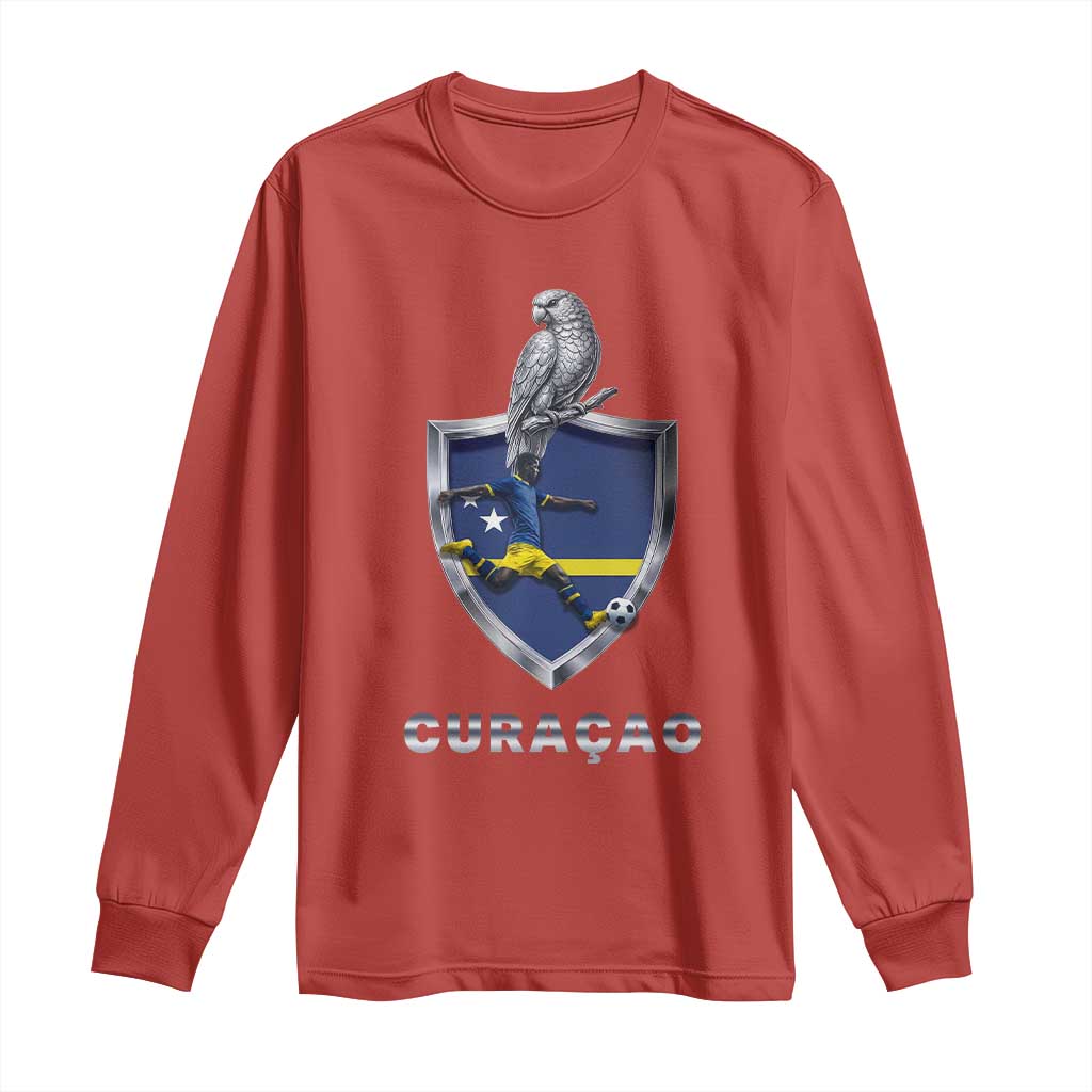 Supporting Curacao Soccer 2026 Long Sleeve Shirt Caribbean Team Pride Gift TS12 Red Print Your Wear