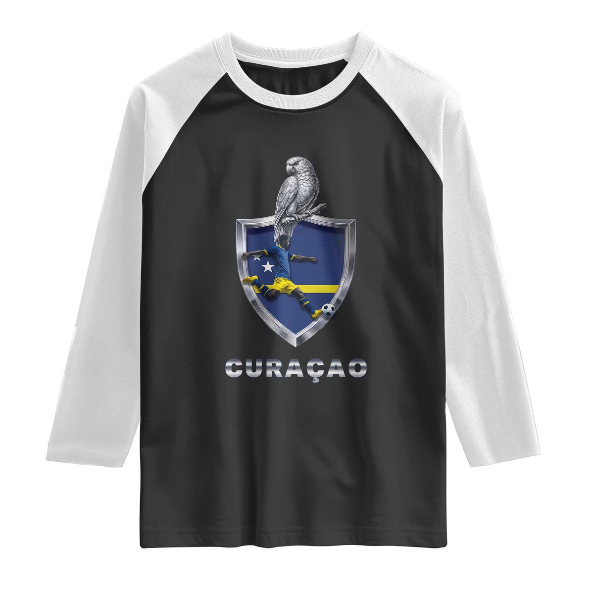 Supporting Curacao Soccer 2026 Raglan Shirt Caribbean Team Pride Gift TS12 Black White Print Your Wear