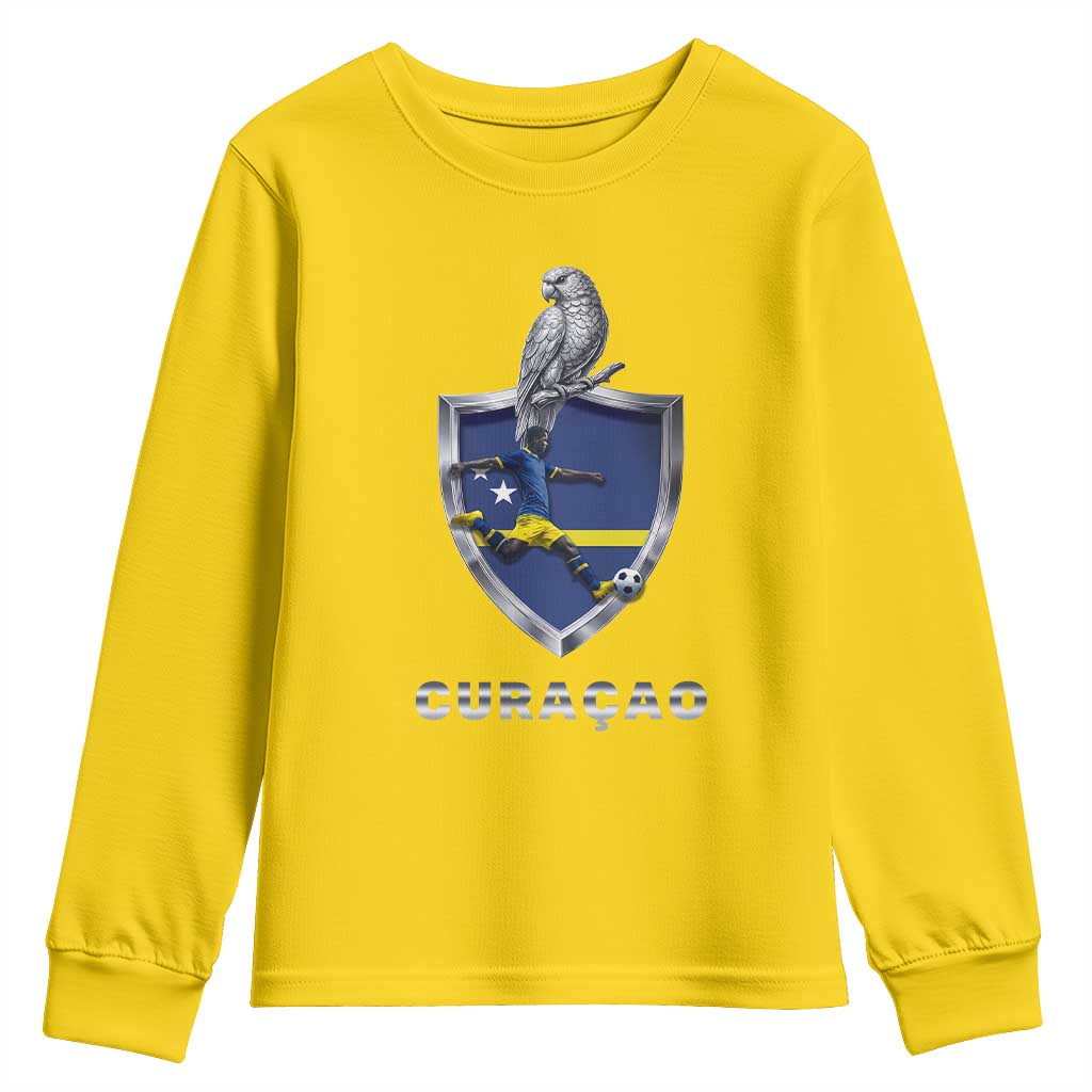 Supporting Curacao Soccer 2026 Youth Sweatshirt Caribbean Team Pride Gift TS12 Daisy Print Your Wear