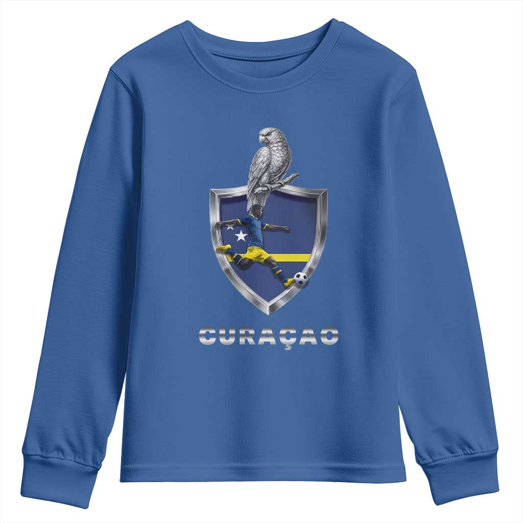 Supporting Curacao Soccer 2026 Youth Sweatshirt Caribbean Team Pride Gift TS12 Royal Blue Print Your Wear