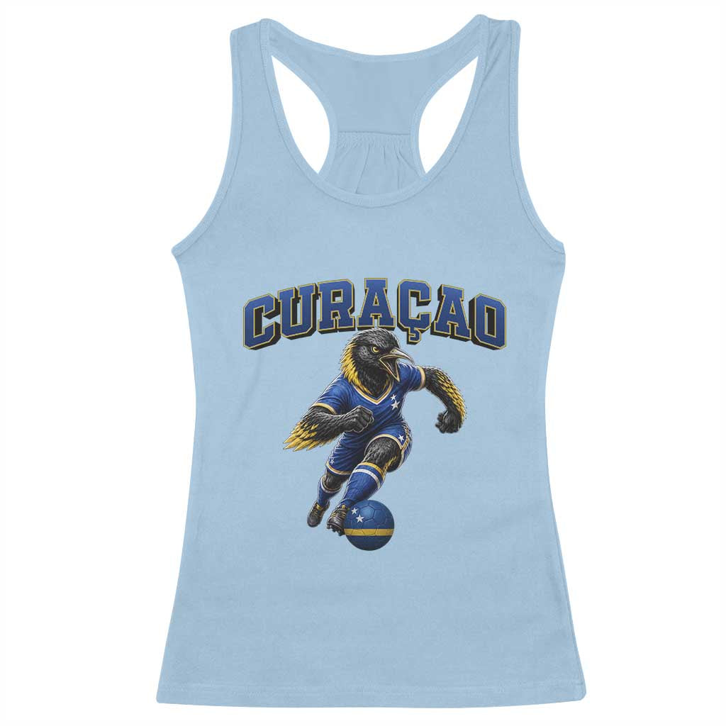 Funny Curacao Bird Soccer Lover Racerback Tank Top Caribbean Island Gift TS12 Light Blue Print Your Wear