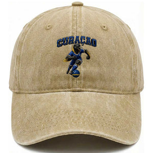 Funny Curacao Bird Soccer Lover Washed Cotton Baseball Cap Caribbean Island Gift TS12 Print Your Wear