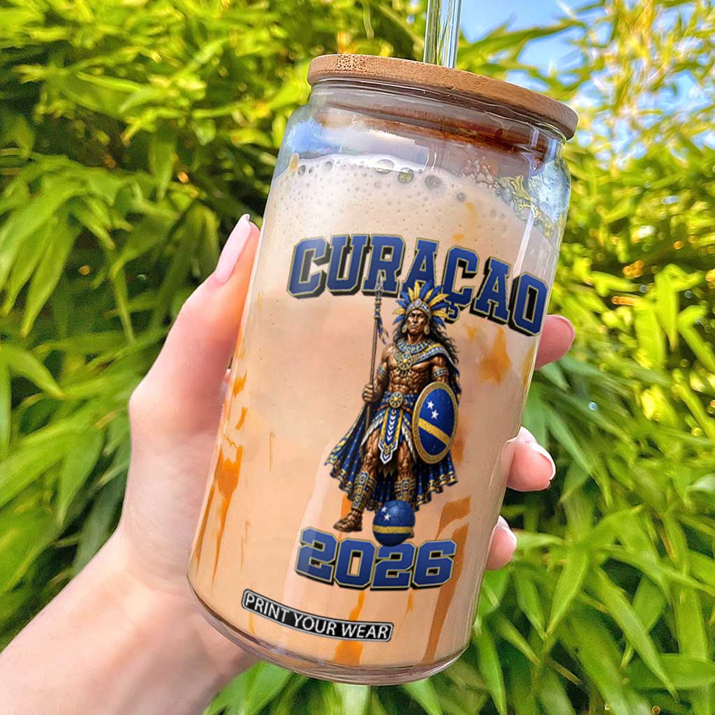 Curacao Warrior Football Fan Glass Can Proud Island Game Day Gift TS12 White Print Your Wear