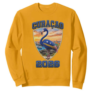 Funny Curacao Flamingo Soccer Lover Sweatshirt Caribbean Island Gift TS12 Gold Print Your Wear