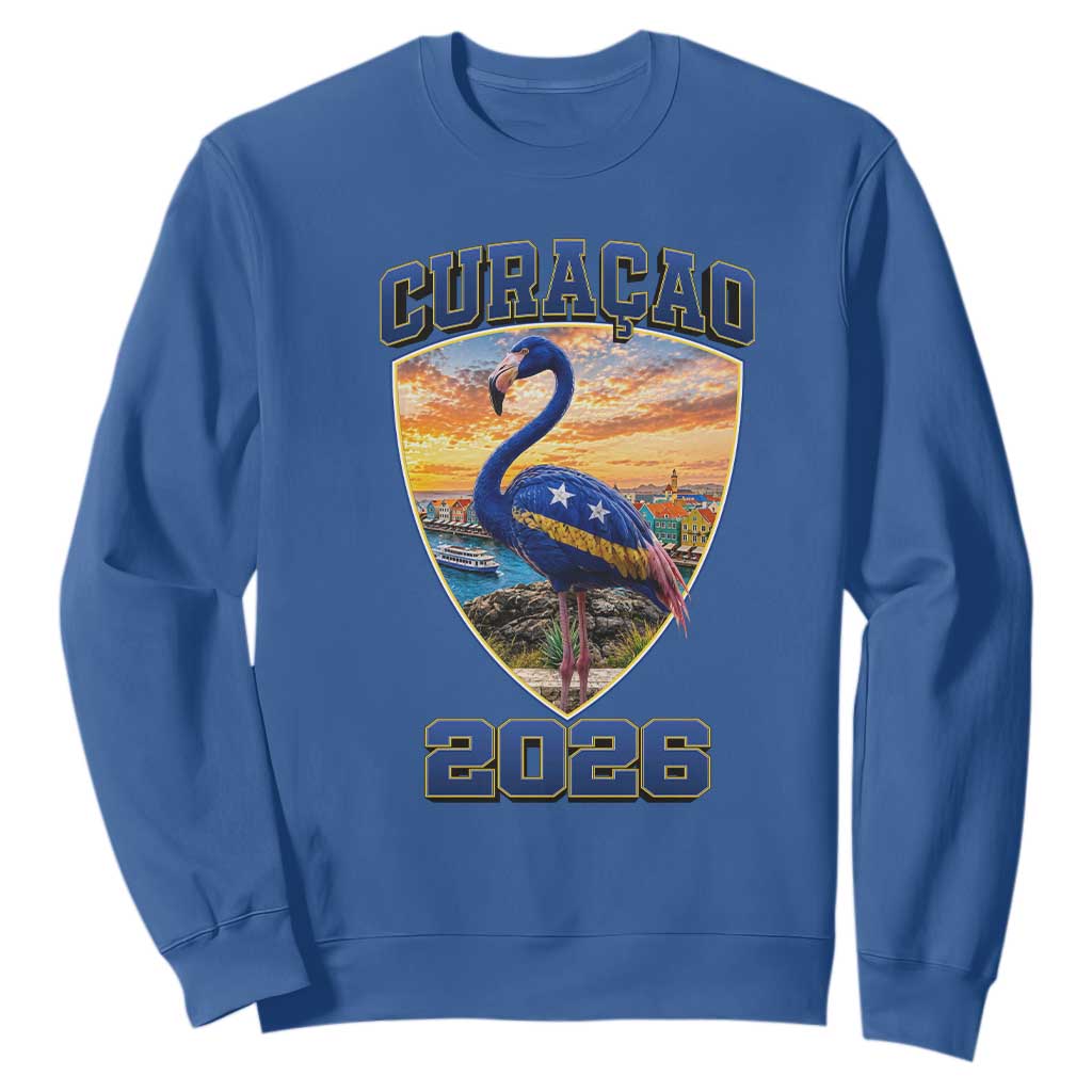 Funny Curacao Flamingo Soccer Lover Sweatshirt Caribbean Island Gift TS12 Royal Blue Print Your Wear
