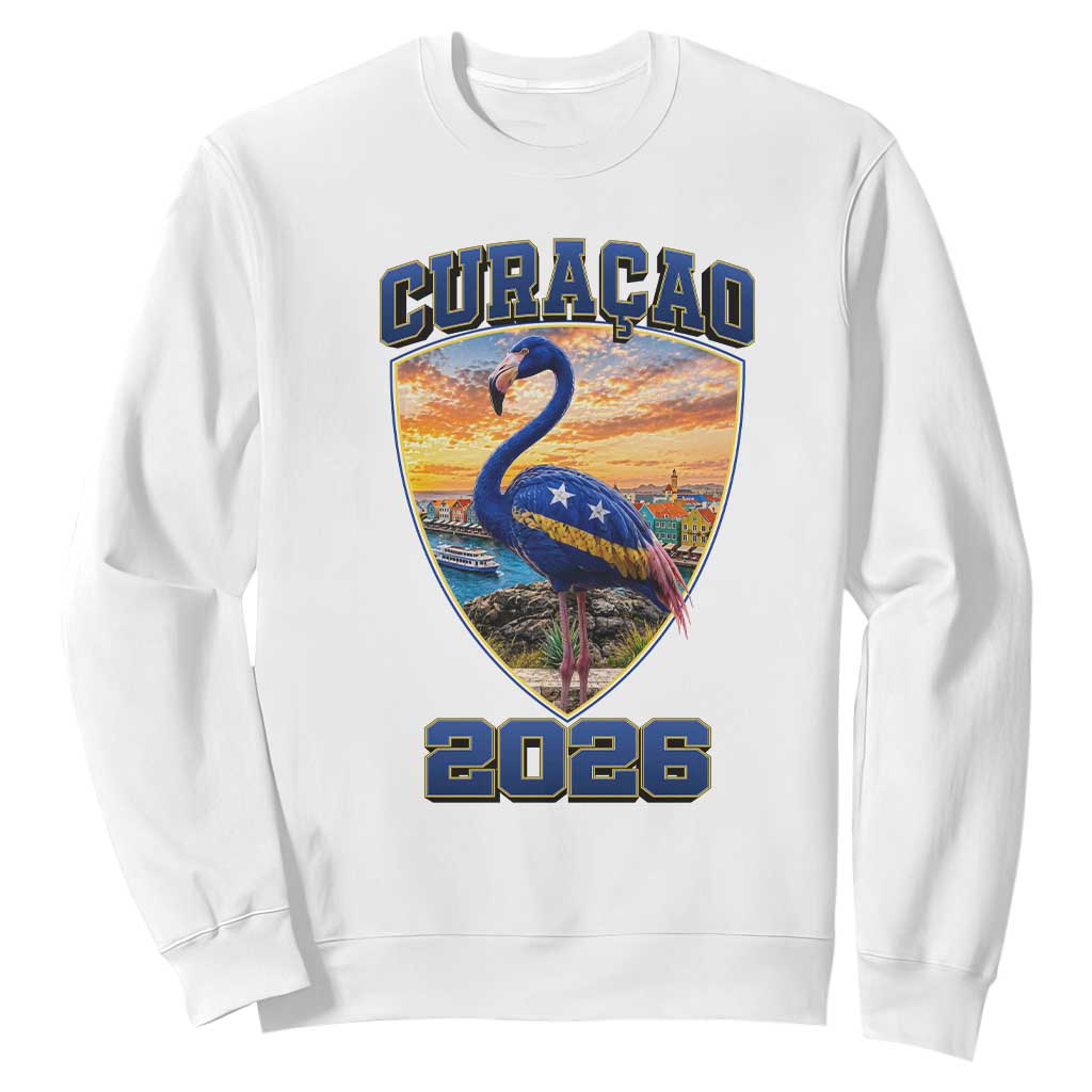 Funny Curacao Flamingo Soccer Lover Sweatshirt Caribbean Island Gift TS12 White Print Your Wear