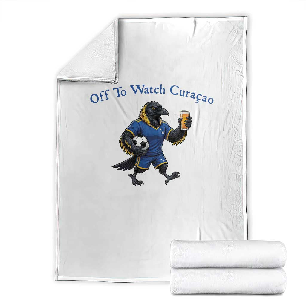 Funny Curacao Bird Soccer Fan Gift Throw Blanket Off To Watch Curaçao TS12 White Print Your Wear