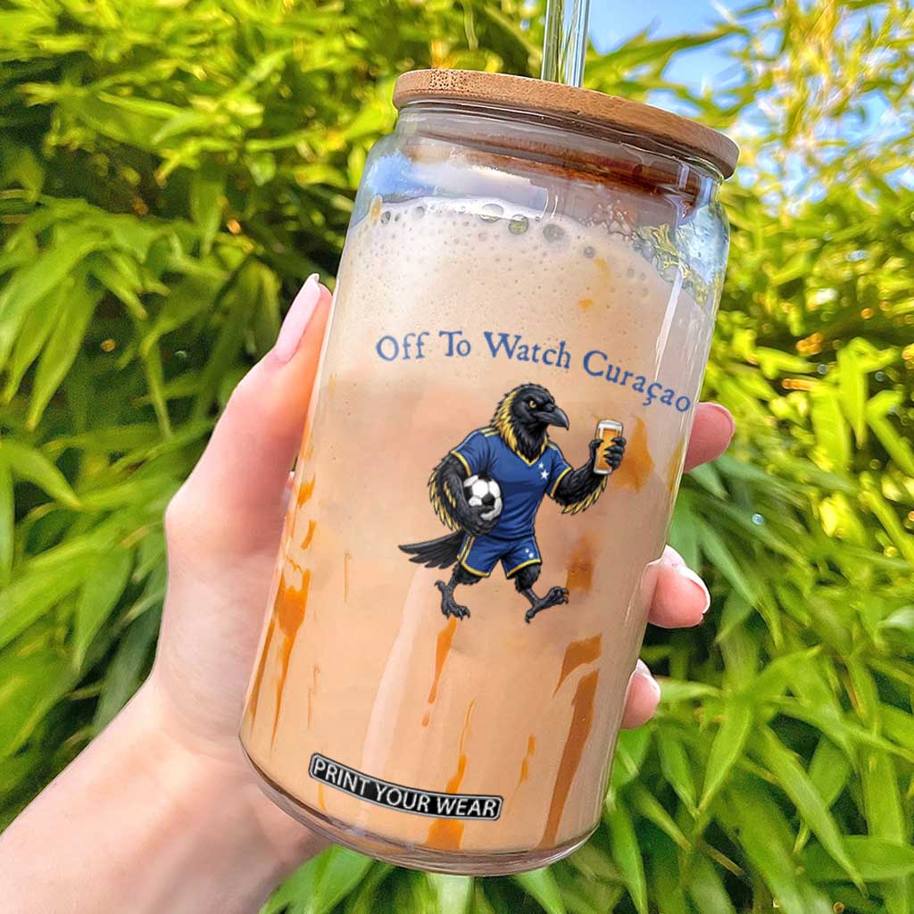 Funny Curacao Bird Soccer Fan Gift Glass Can Off To Watch Curaçao TS12 White Print Your Wear