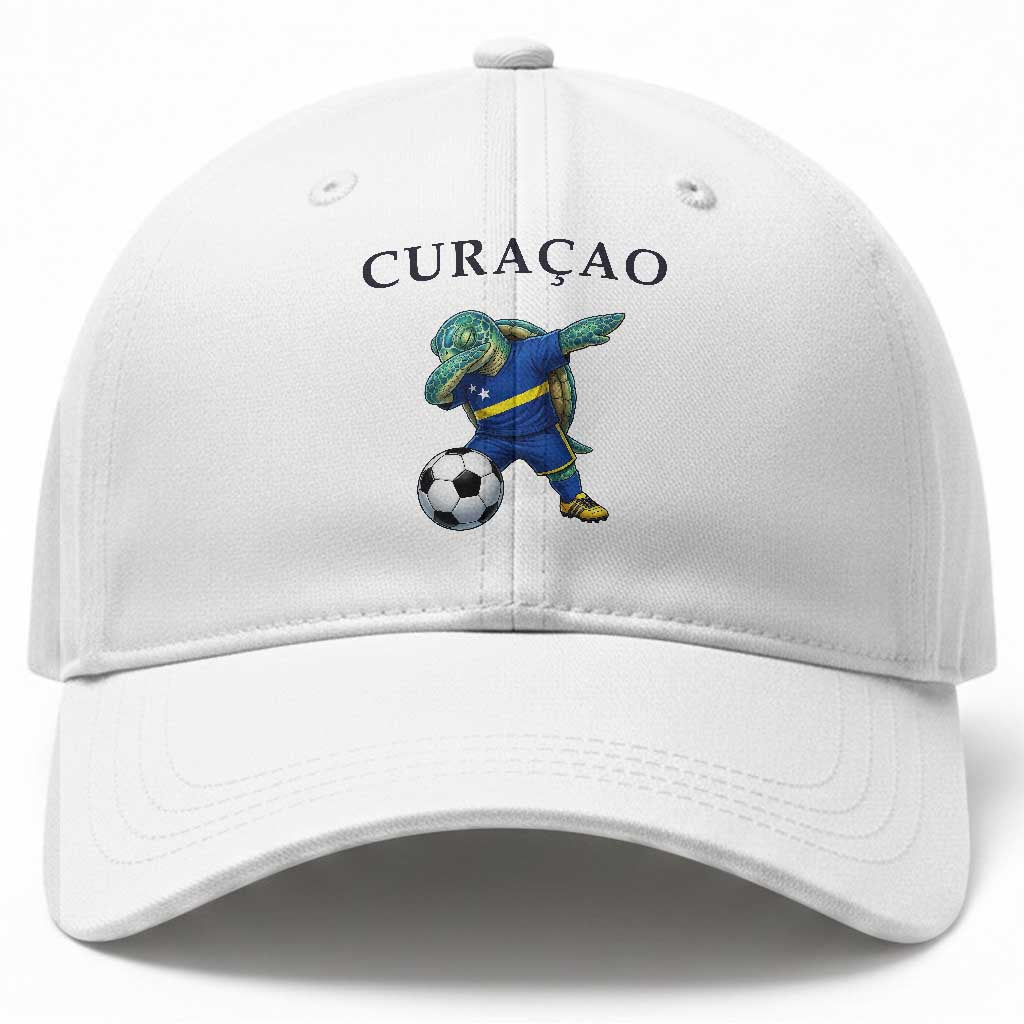 Funny Dabbing Sea Turtle Curaçao Soccer Fan Baseball Cap Caribbean Pride Graphic TS12 Print Your Wear