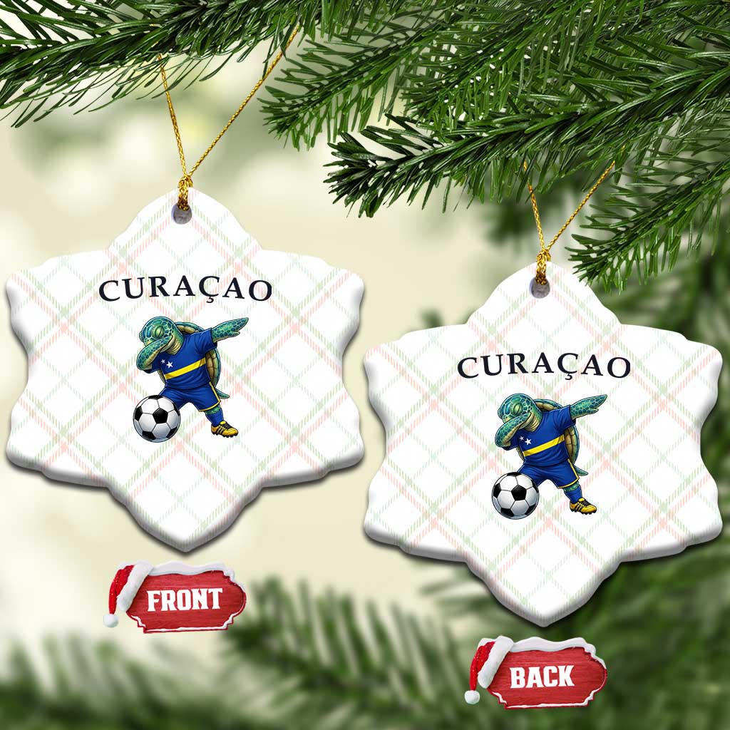 Funny Dabbing Sea Turtle Curaçao Soccer Fan Ceramic Ornament Caribbean Pride Graphic TS12 Print Your Wear