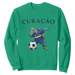 Funny Dabbing Sea Turtle Curaçao Soccer Fan Sweatshirt Caribbean Pride Graphic TS12 Irish Green Print Your Wear