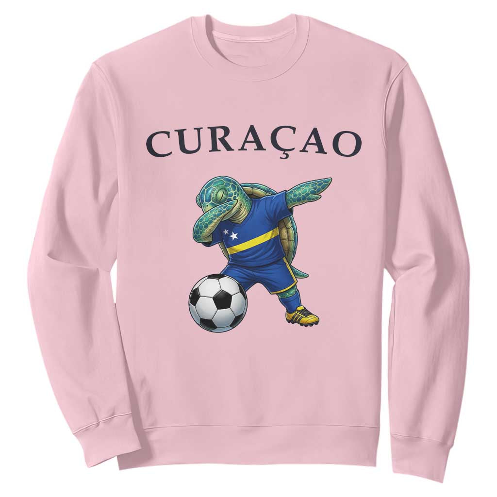 Funny Dabbing Sea Turtle Curaçao Soccer Fan Sweatshirt Caribbean Pride Graphic TS12 Light Pink Print Your Wear