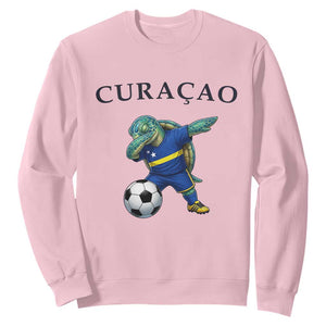 Funny Dabbing Sea Turtle Curaçao Soccer Fan Sweatshirt Caribbean Pride Graphic TS12 Light Pink Print Your Wear