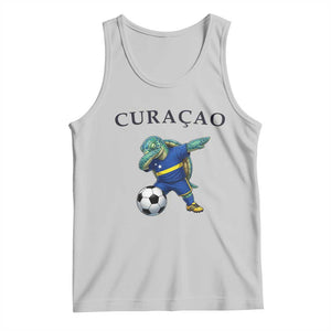 Funny Dabbing Sea Turtle Curaçao Soccer Fan Tank Top Caribbean Pride Graphic TS12 Ash Print Your Wear