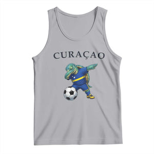 Funny Dabbing Sea Turtle Curaçao Soccer Fan Tank Top Caribbean Pride Graphic TS12 Athletic Heather Print Your Wear