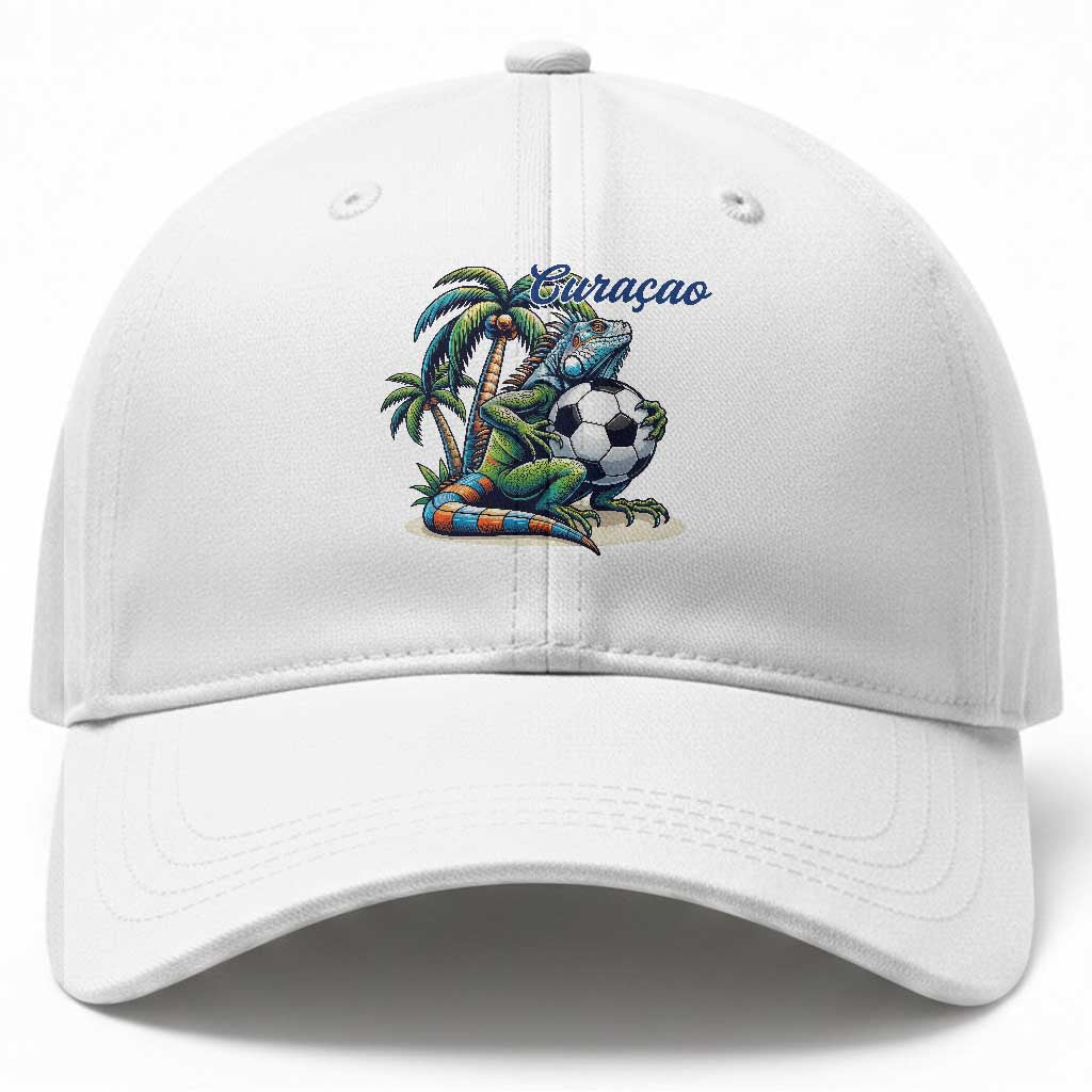 Funny Curaçao Iguana Soccer Fan Baseball Cap Caribbean Pride Football Graphic TS12 Print Your Wear