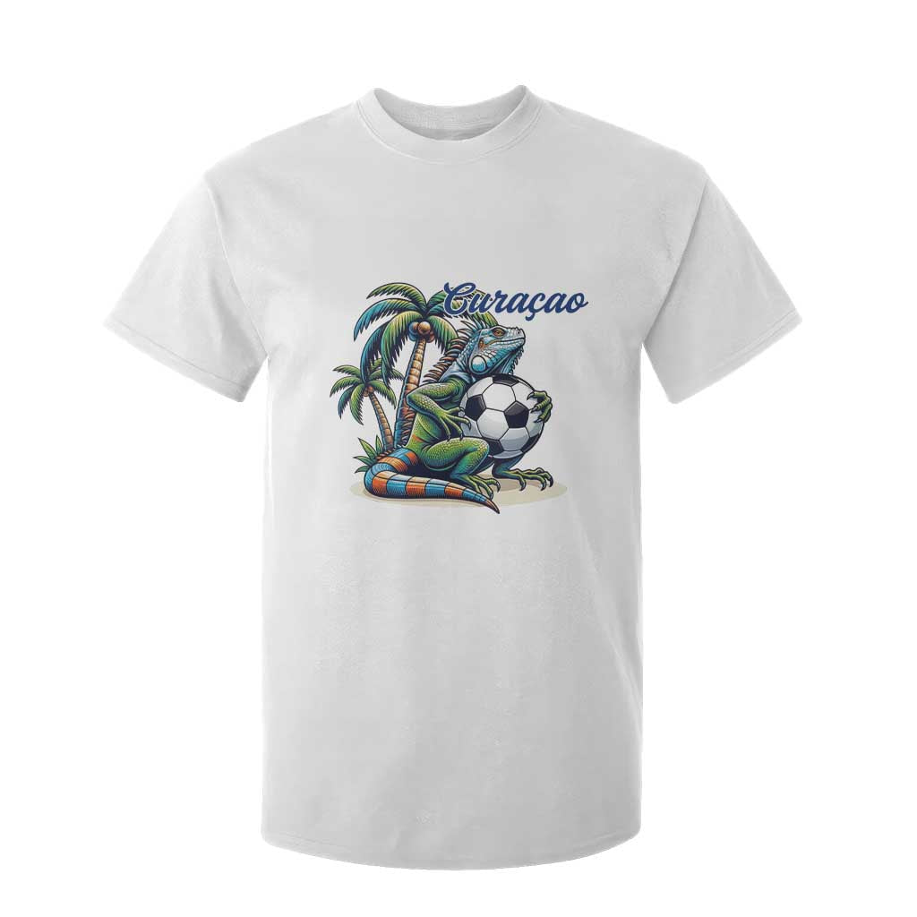 Funny Curaçao Iguana Soccer Fan T Shirt For Kid Caribbean Pride Football Graphic TS12 White Print Your Wear