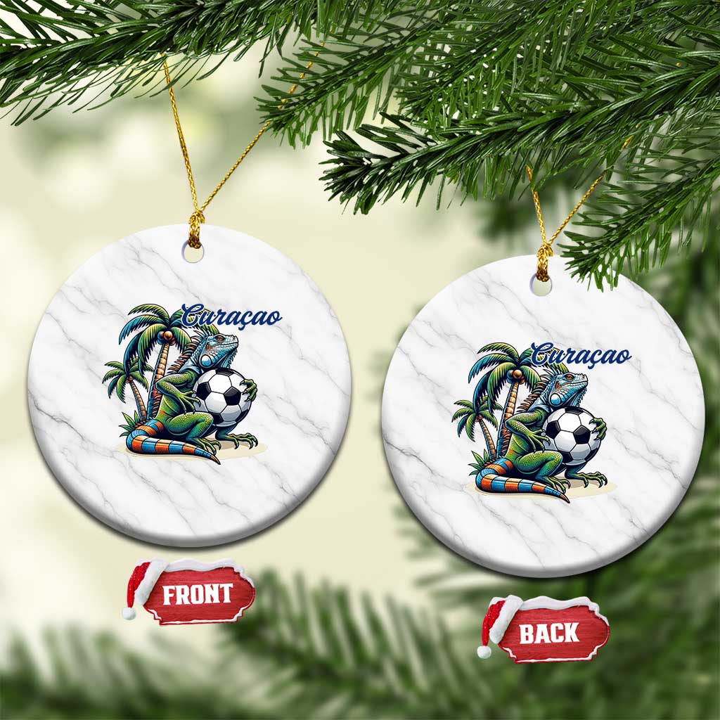Funny Curaçao Iguana Soccer Fan Ceramic Ornament Caribbean Pride Football Graphic TS12 1pc White Marble Print Your Wear