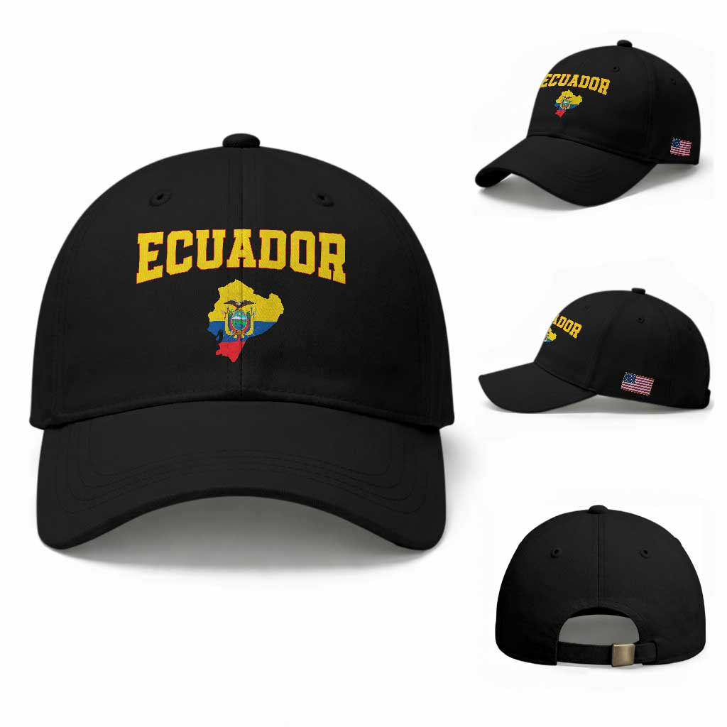 Proud Ecuadorian Map Baseball Cap Ecuador Roots Heritage Pride TS12 Baseball Cap Universal Fit Black Print Your Wear