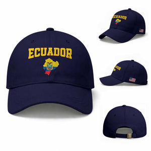Proud Ecuadorian Map Baseball Cap Ecuador Roots Heritage Pride TS12 Baseball Cap Universal Fit Dark Blue Print Your Wear