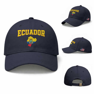 Proud Ecuadorian Map Baseball Cap Ecuador Roots Heritage Pride TS12 Baseball Cap Universal Fit Navy Print Your Wear