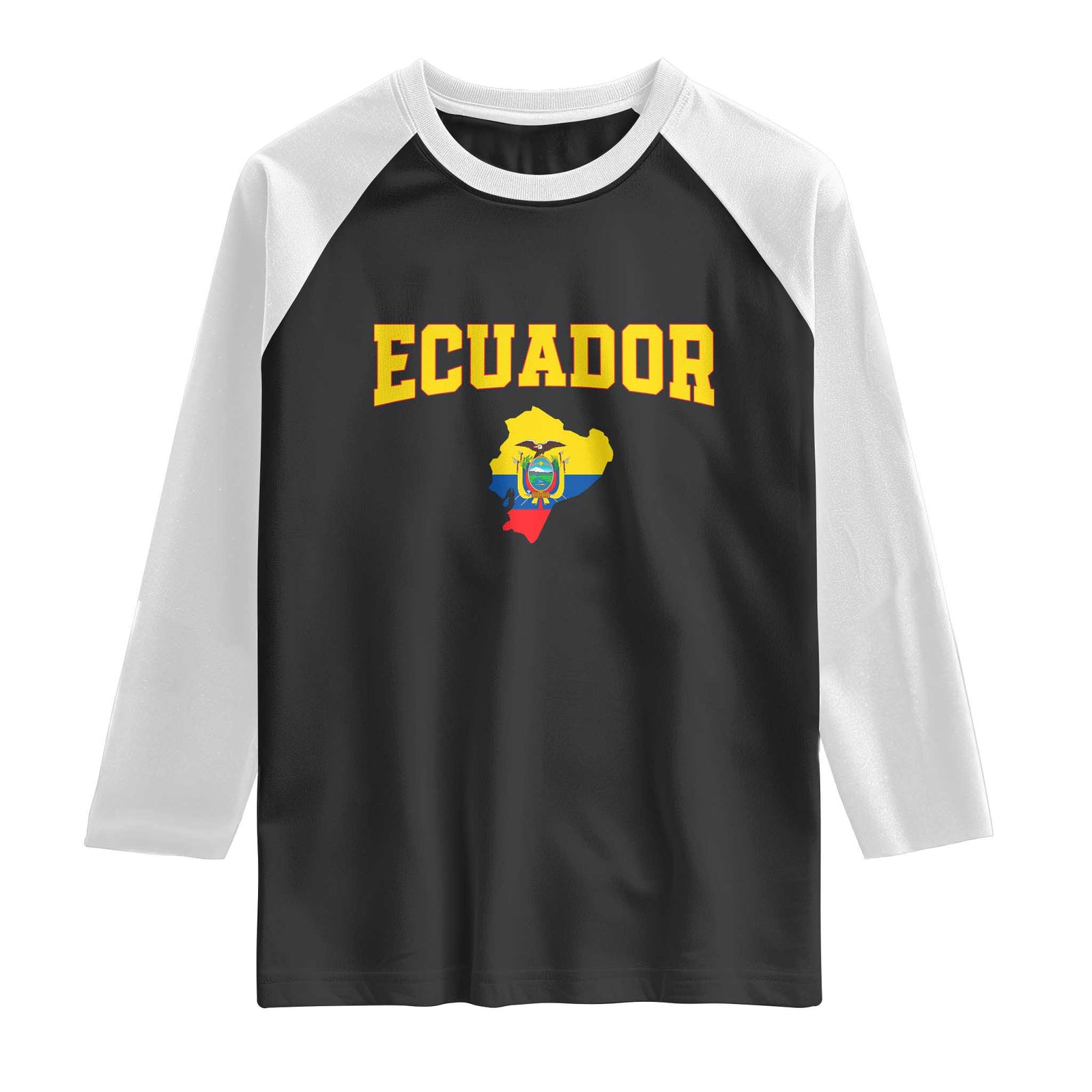 Proud Ecuadorian Map Raglan Shirt Ecuador Roots Heritage Pride TS12 Black White Print Your Wear