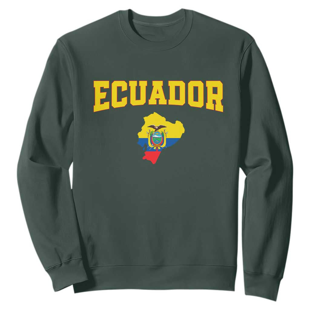 Proud Ecuadorian Map Sweatshirt Ecuador Roots Heritage Pride TS12 Dark Forest Green Print Your Wear
