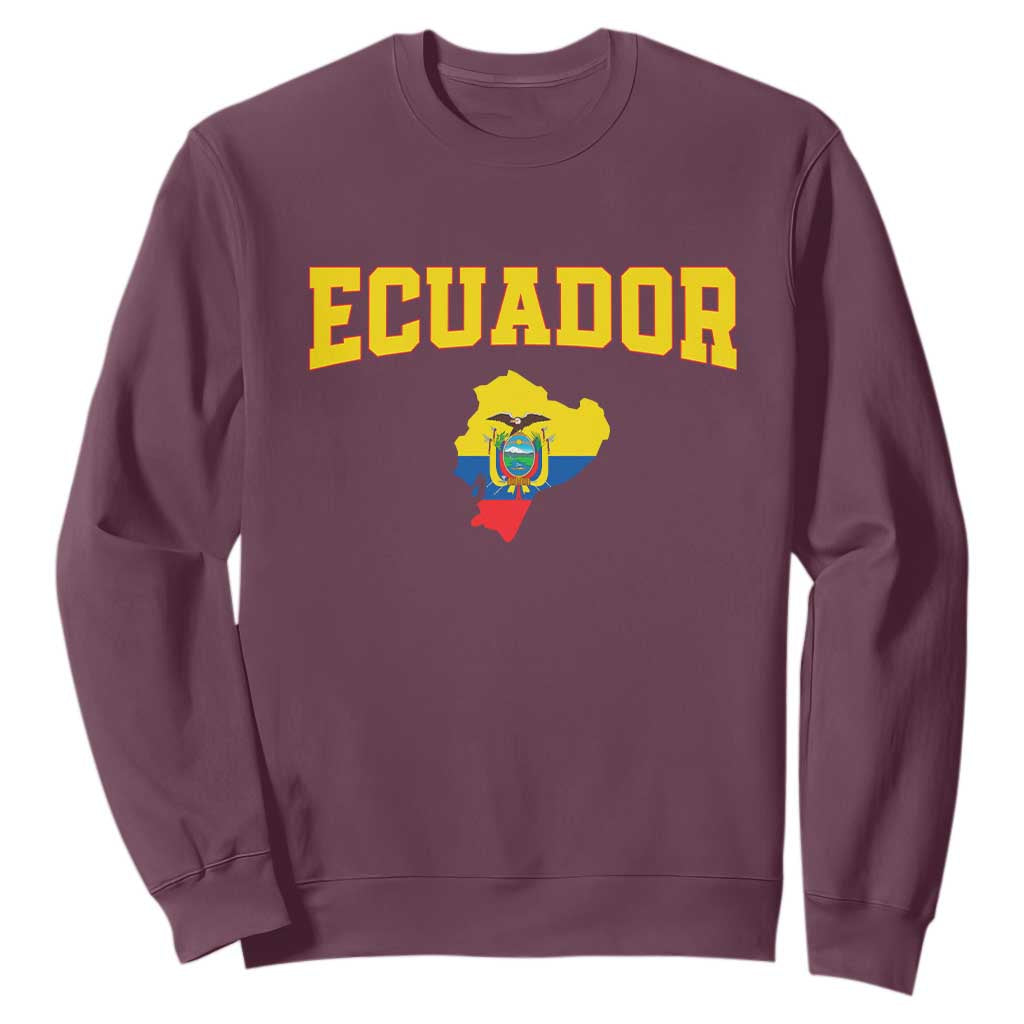 Proud Ecuadorian Map Sweatshirt Ecuador Roots Heritage Pride TS12 Maroon Print Your Wear