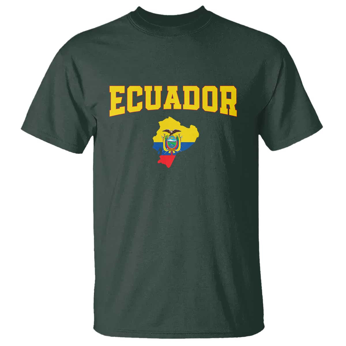 Proud Ecuadorian Map T Shirt Ecuador Roots Heritage Pride TS12 Dark Forest Green Print Your Wear