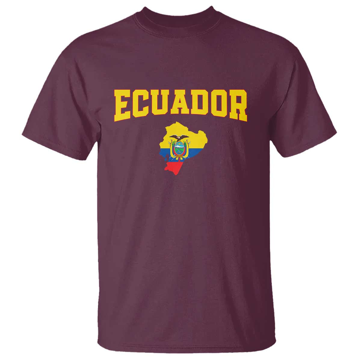 Proud Ecuadorian Map T Shirt Ecuador Roots Heritage Pride TS12 Maroon Print Your Wear
