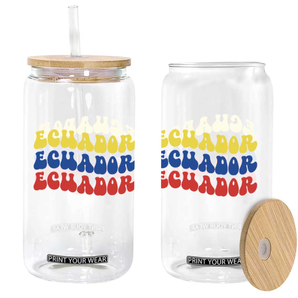 Retro Groovy Ecuador Glass Can Proud Ecuadorian Heritage TS12 Print Your Wear