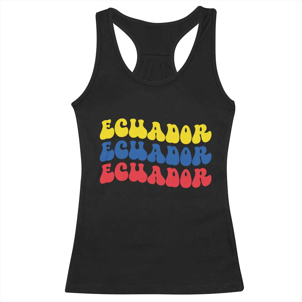Retro Groovy Ecuador Racerback Tank Top Proud Ecuadorian Heritage TS12 Black Print Your Wear