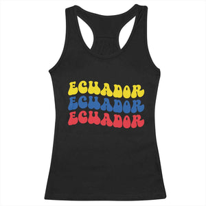 Retro Groovy Ecuador Racerback Tank Top Proud Ecuadorian Heritage TS12 Black Print Your Wear