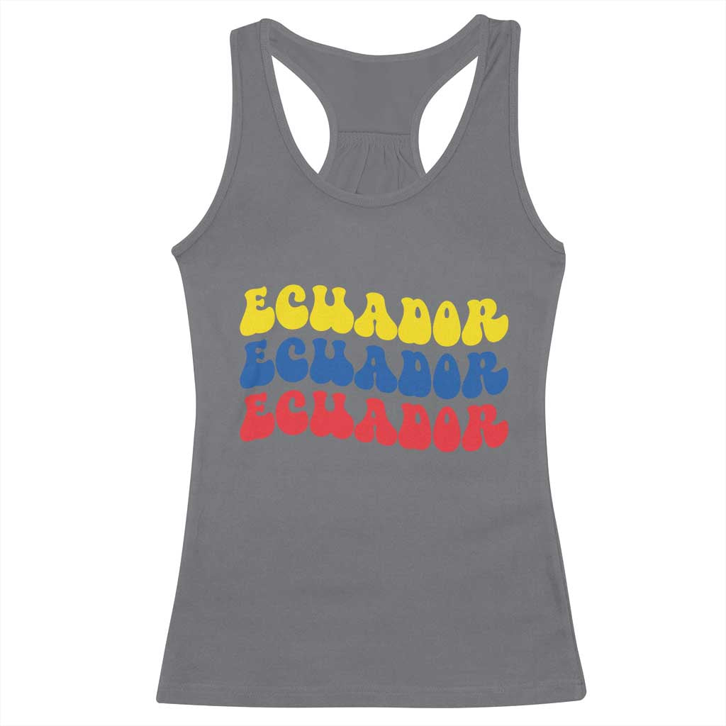 Retro Groovy Ecuador Racerback Tank Top Proud Ecuadorian Heritage TS12 Charcoal Print Your Wear