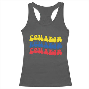Retro Groovy Ecuador Racerback Tank Top Proud Ecuadorian Heritage TS12 Dark Heather Print Your Wear