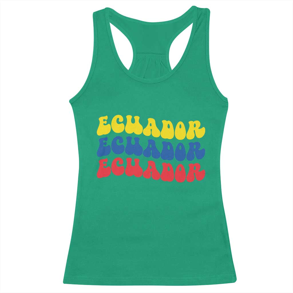 Retro Groovy Ecuador Racerback Tank Top Proud Ecuadorian Heritage TS12 Irish Green Print Your Wear
