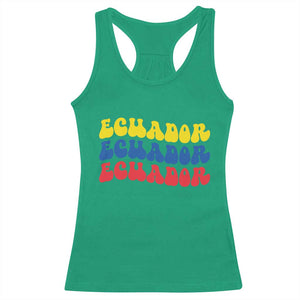 Retro Groovy Ecuador Racerback Tank Top Proud Ecuadorian Heritage TS12 Irish Green Print Your Wear